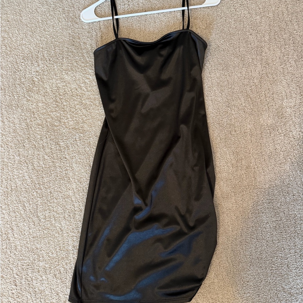 Rue21 Sleek Black Mini Dress with Spaghetti Straps